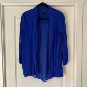 August Silk Open Front Cardigan - Size S - Royal Blue